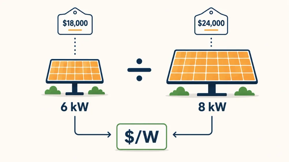 Solar Cost Per Watt: How to Compare Two Quotes (US)